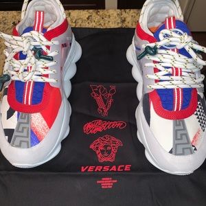 Versace Chain Reaction Leather Sneaker Size 9/39